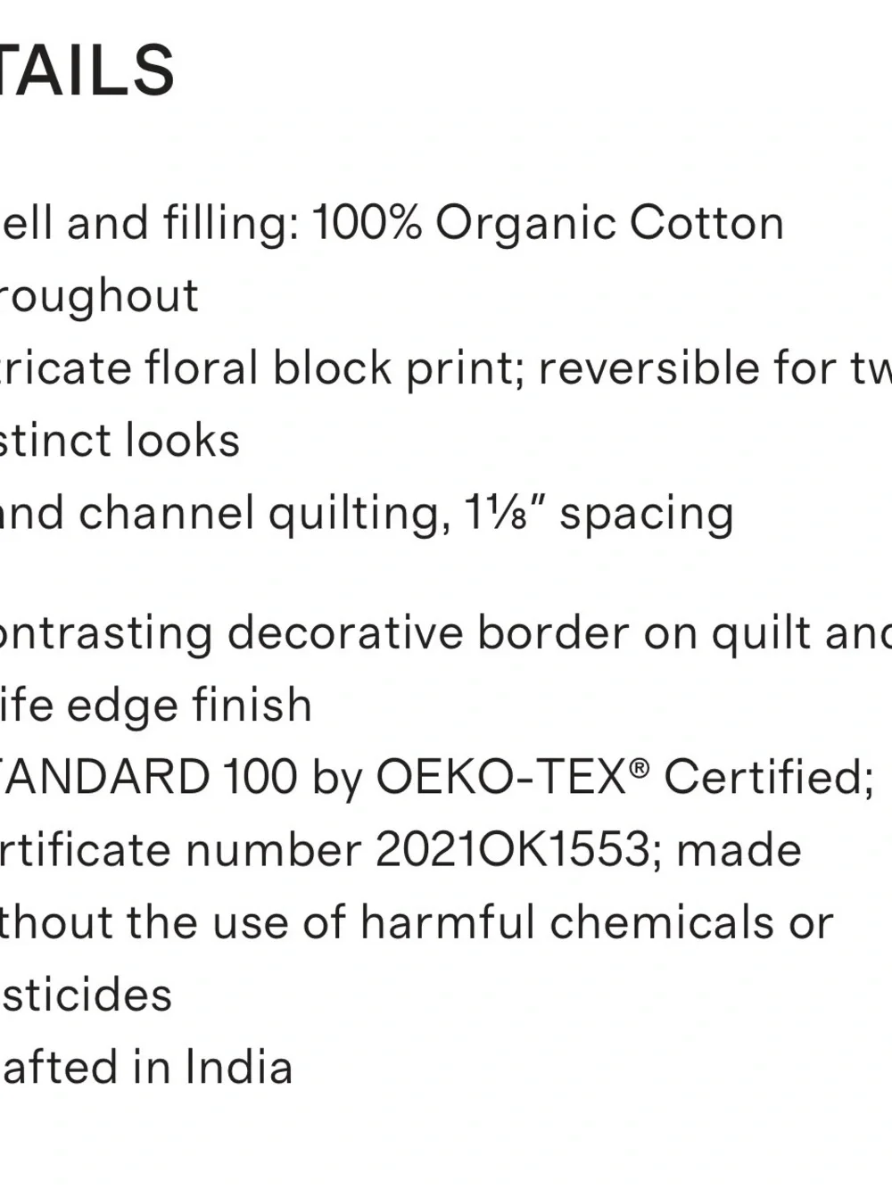 Quince 100% Organic Cotton Block Print Quilt in Rose Full/Queen 1318
